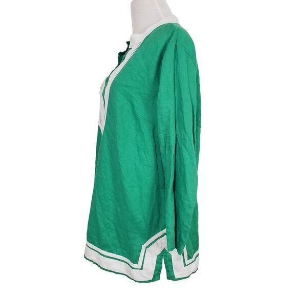 Crown & Ivy Linen Tunic Green Preppy Lightweight Womens Size Large - Picture 3 of 10